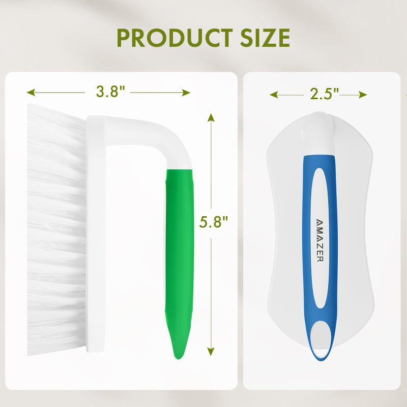 Amazer Scrub Brush for Cleaning Comfort Grip Shower Scrubber Flexible Stiff Bristles with Handle Heavy Duty Cleaner Brush for Tub Sink Carpet Floor - Pack of 2 (Blue+Green) - Image 2